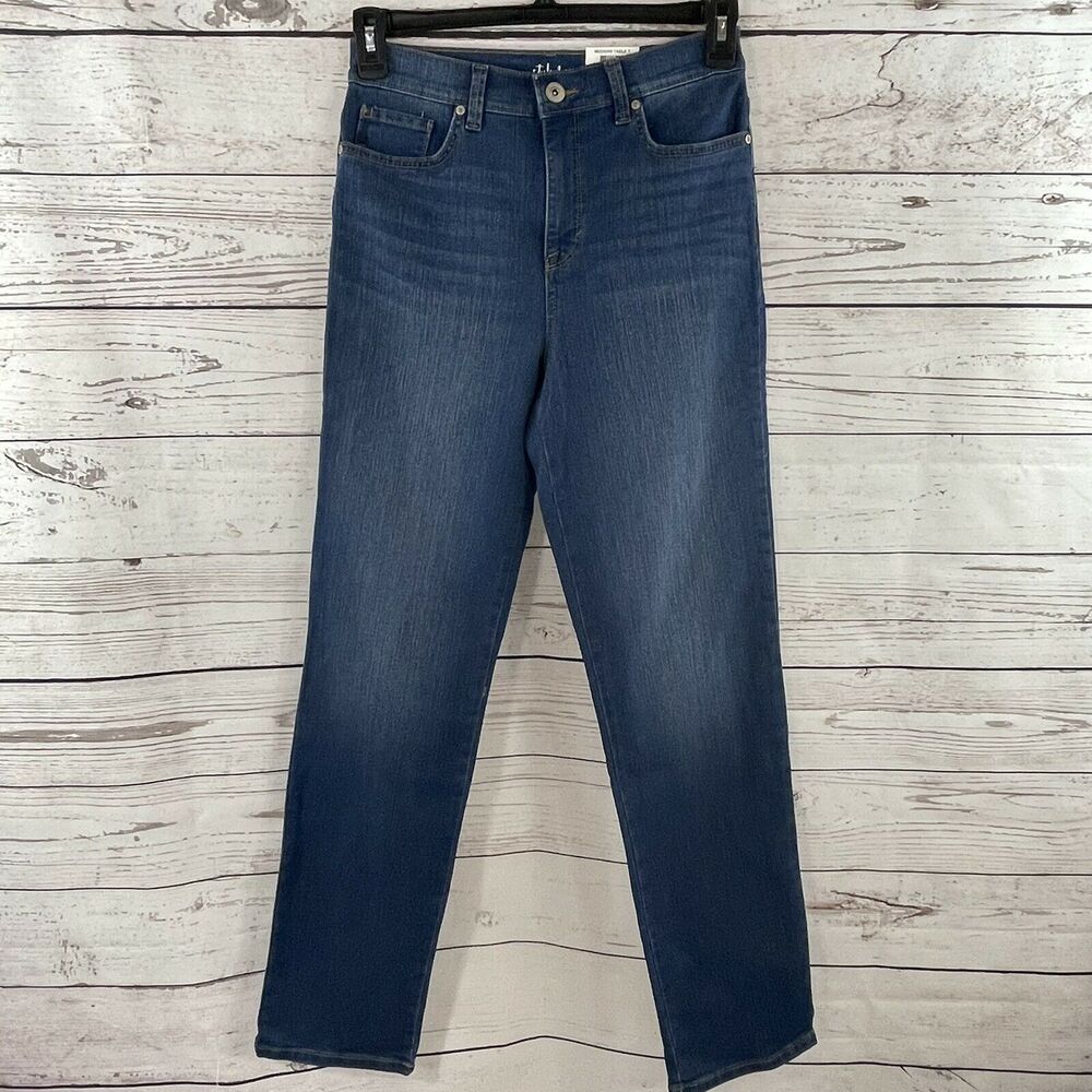 Style & Co SZ 12 Jeans Straight Leg Stretch Mid-Rise 5-Pocket Medium Wash Blue